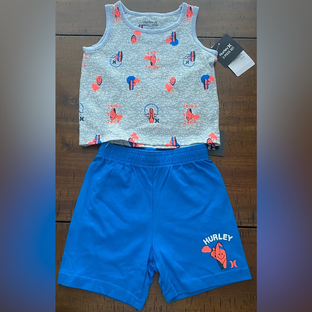 •NWT•Hurley Baby Boys’ Surf Buddy Tank Top and Shorts 2-Piece Set🏄‍♂️